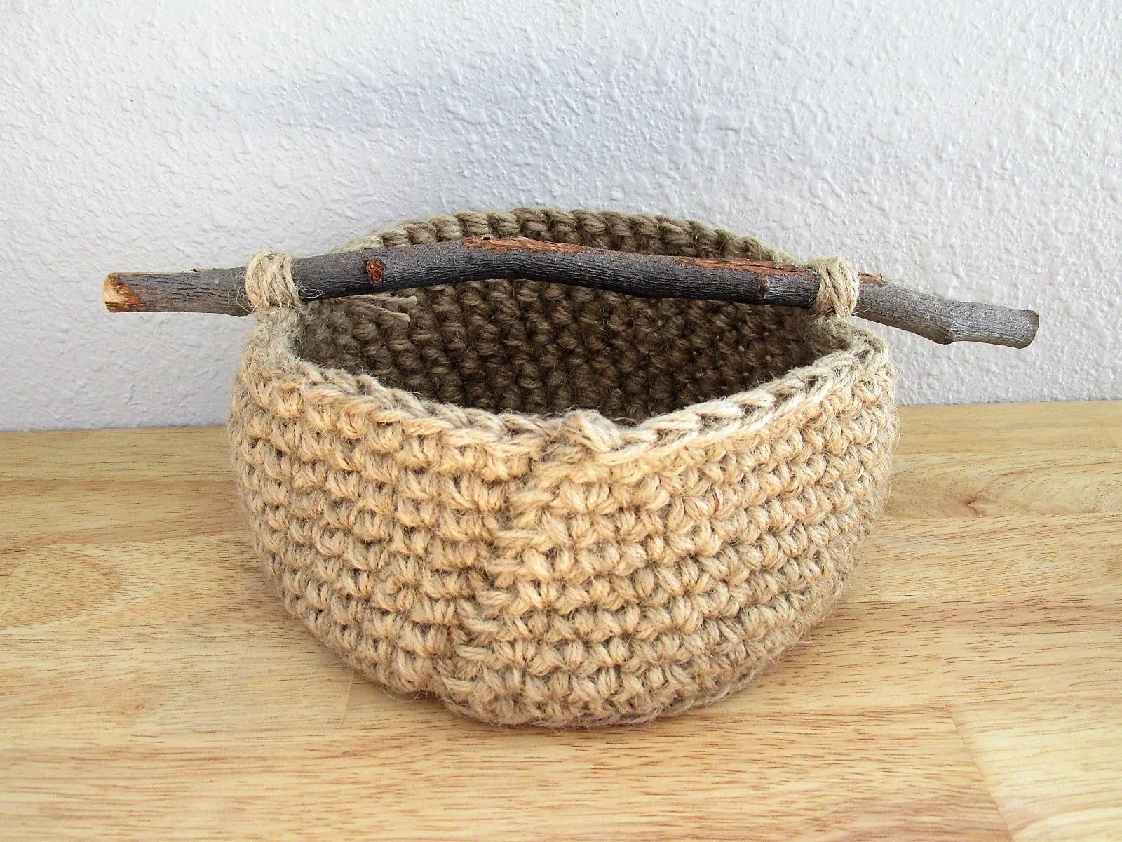 Natural Basket with Branch Handle