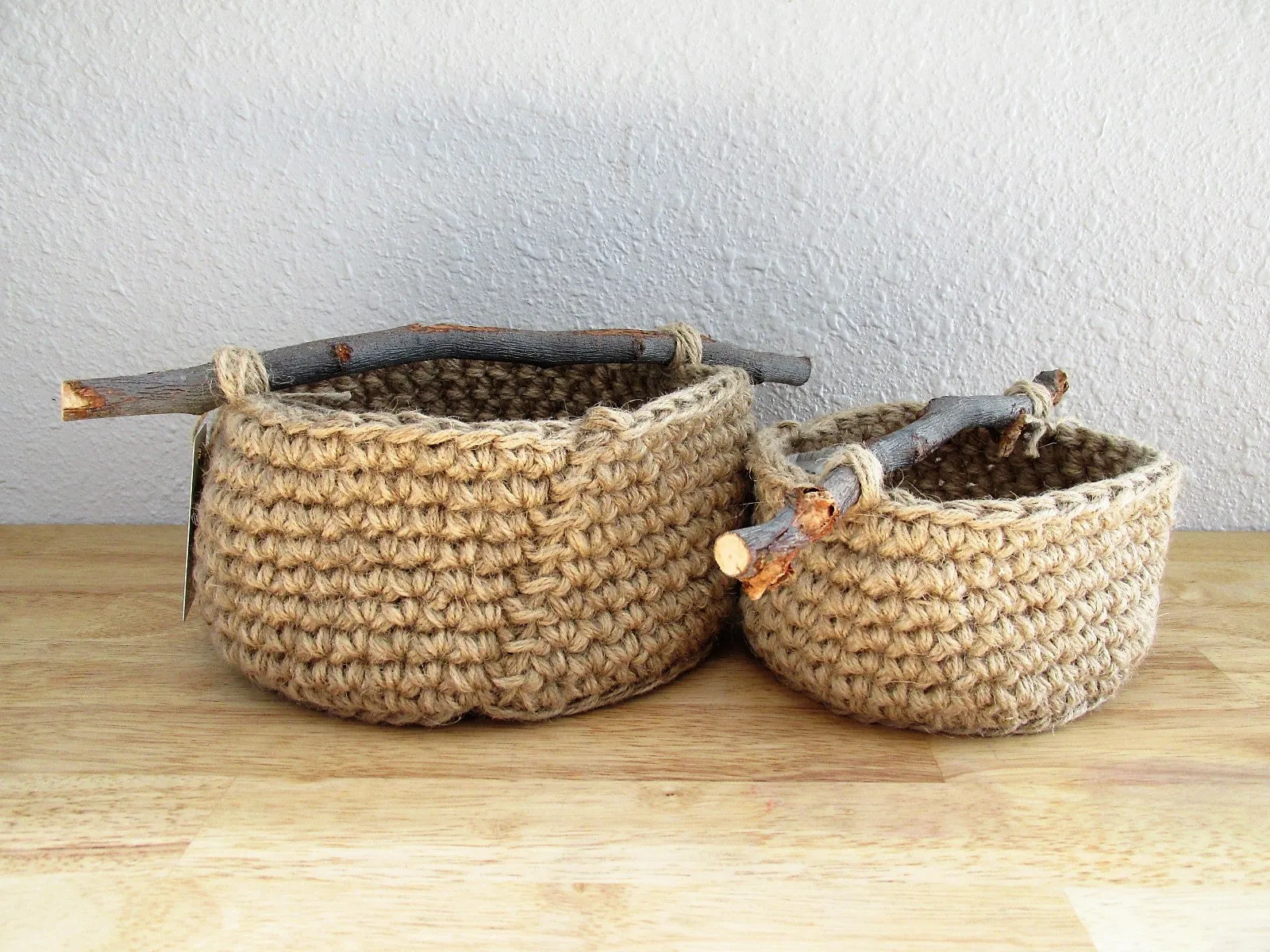 Natural Basket with Branch Handle