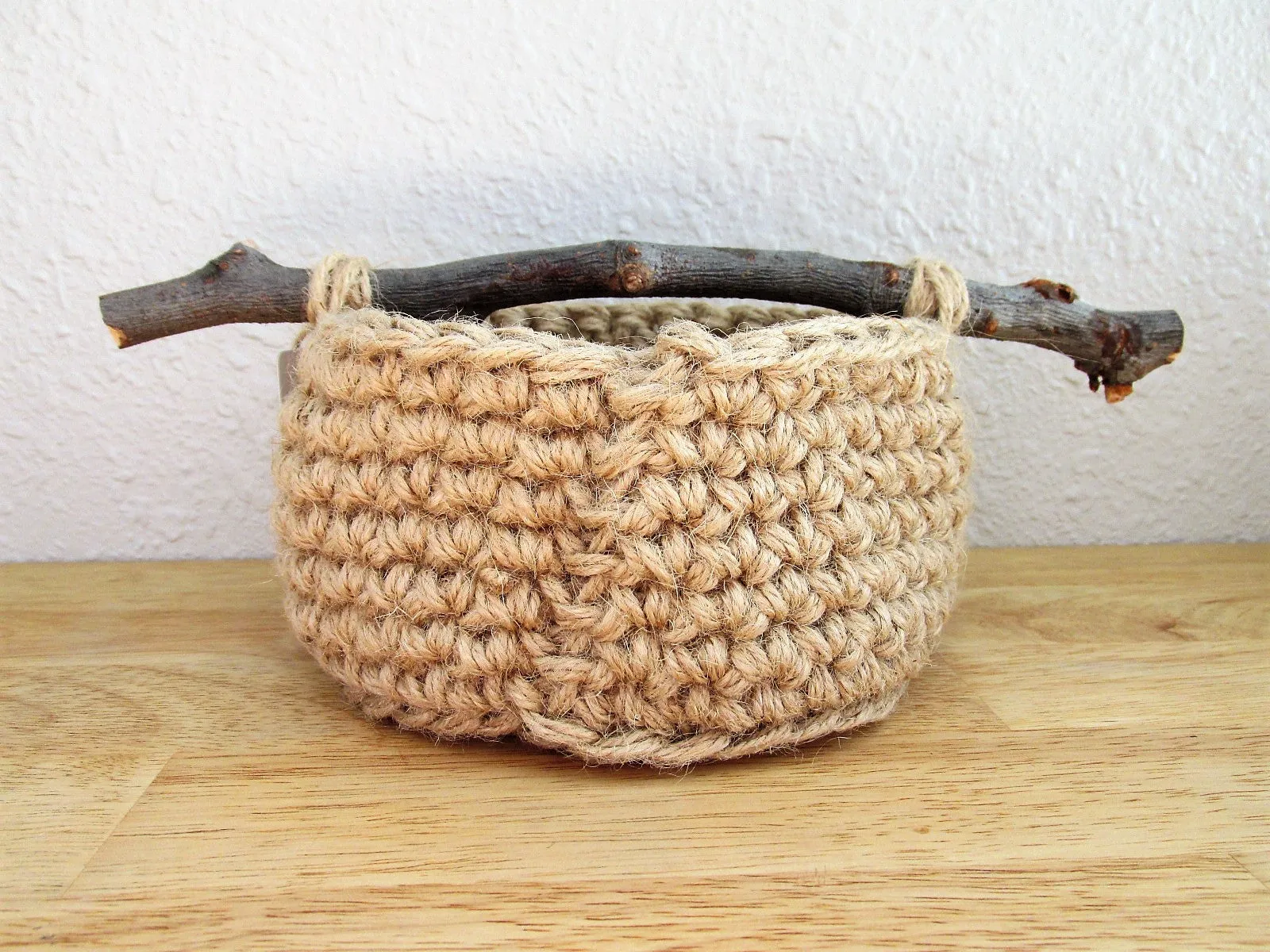 Natural Basket with Branch Handle