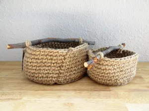 Natural Basket with Branch Handle