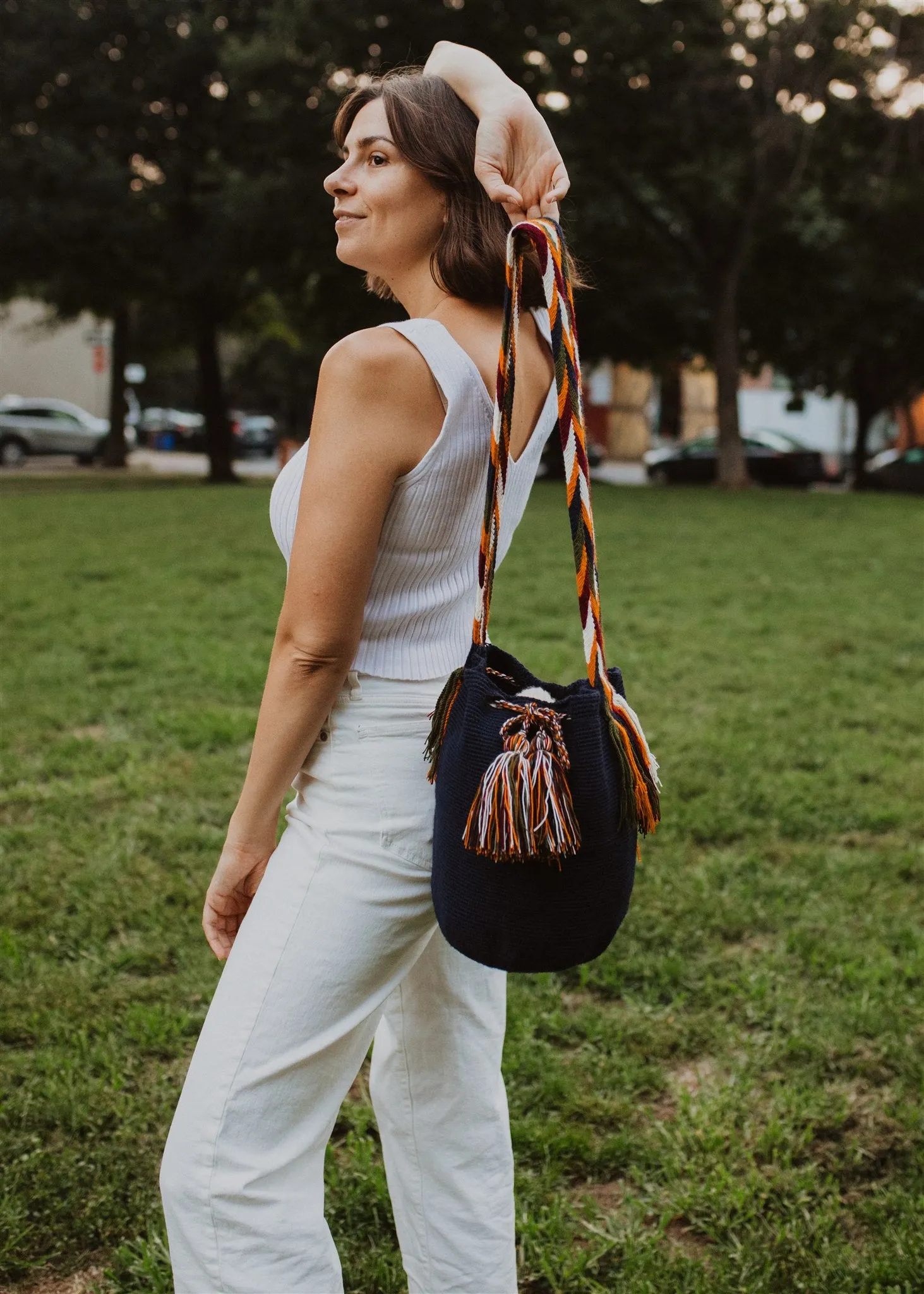 Navy Blue Boho Crossbody Bag