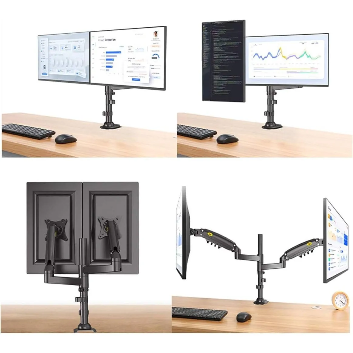 NB North Bayou Dual Monitor Desk Mount Stand - H160-B