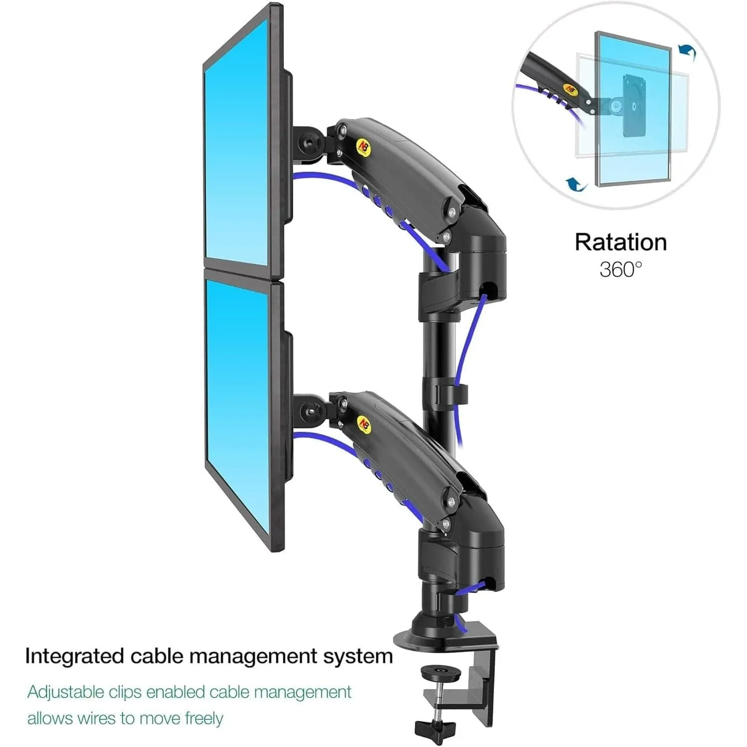 NB North Bayou Dual Monitor Desk Mount Stand - H160-B
