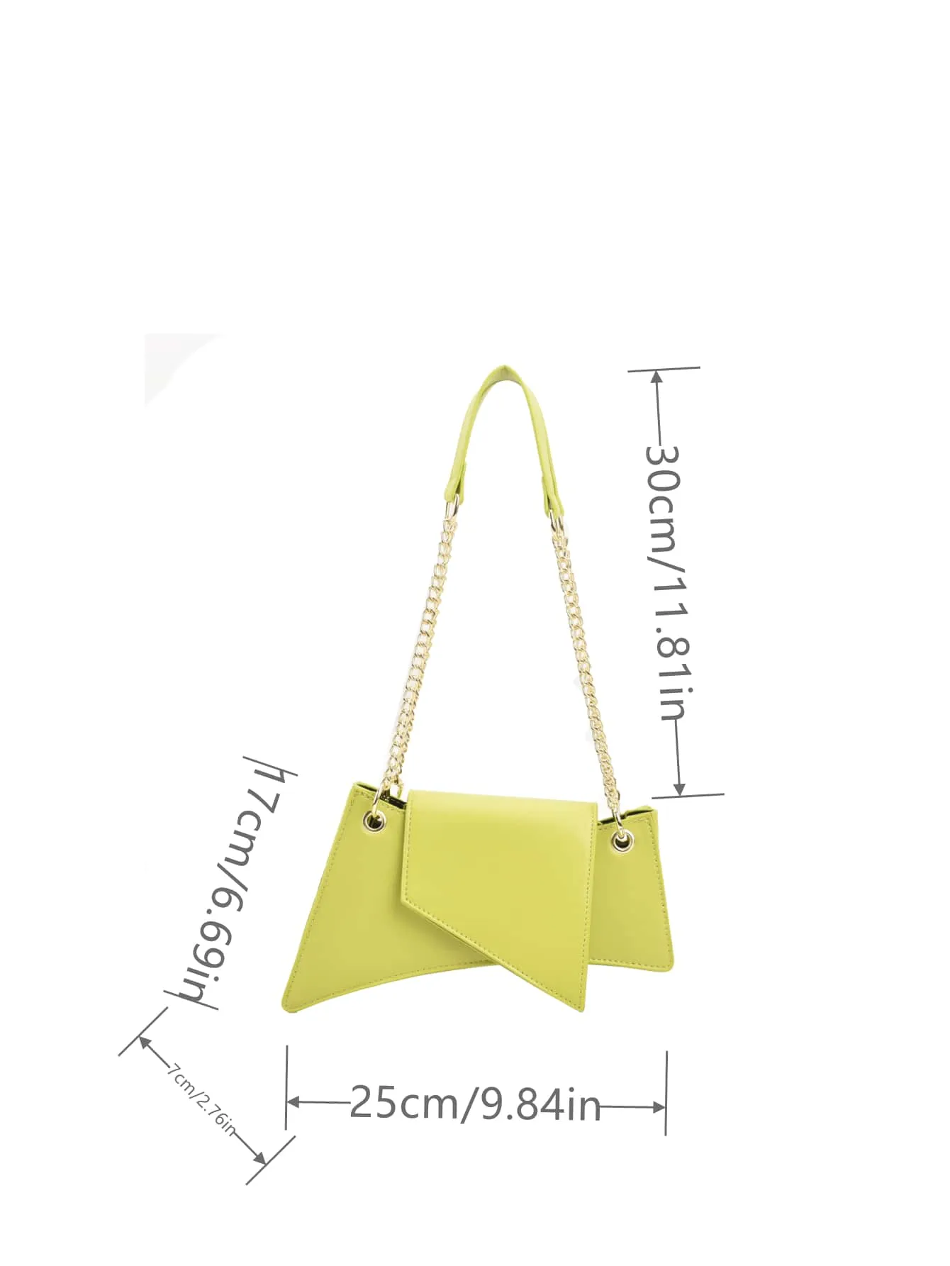 Neon Lime Chain Decor Flap Novelty Bag - Green- FD ⚡