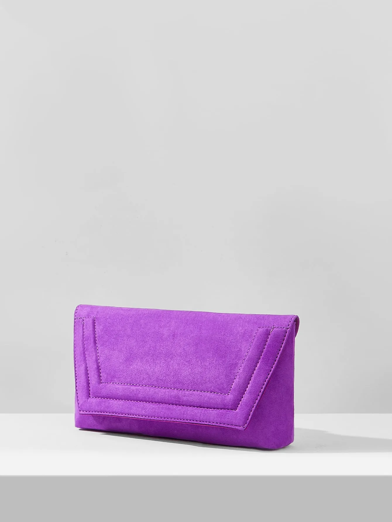 Neon Purple Stitch Detail Square Bag - Purple- FD ⚡