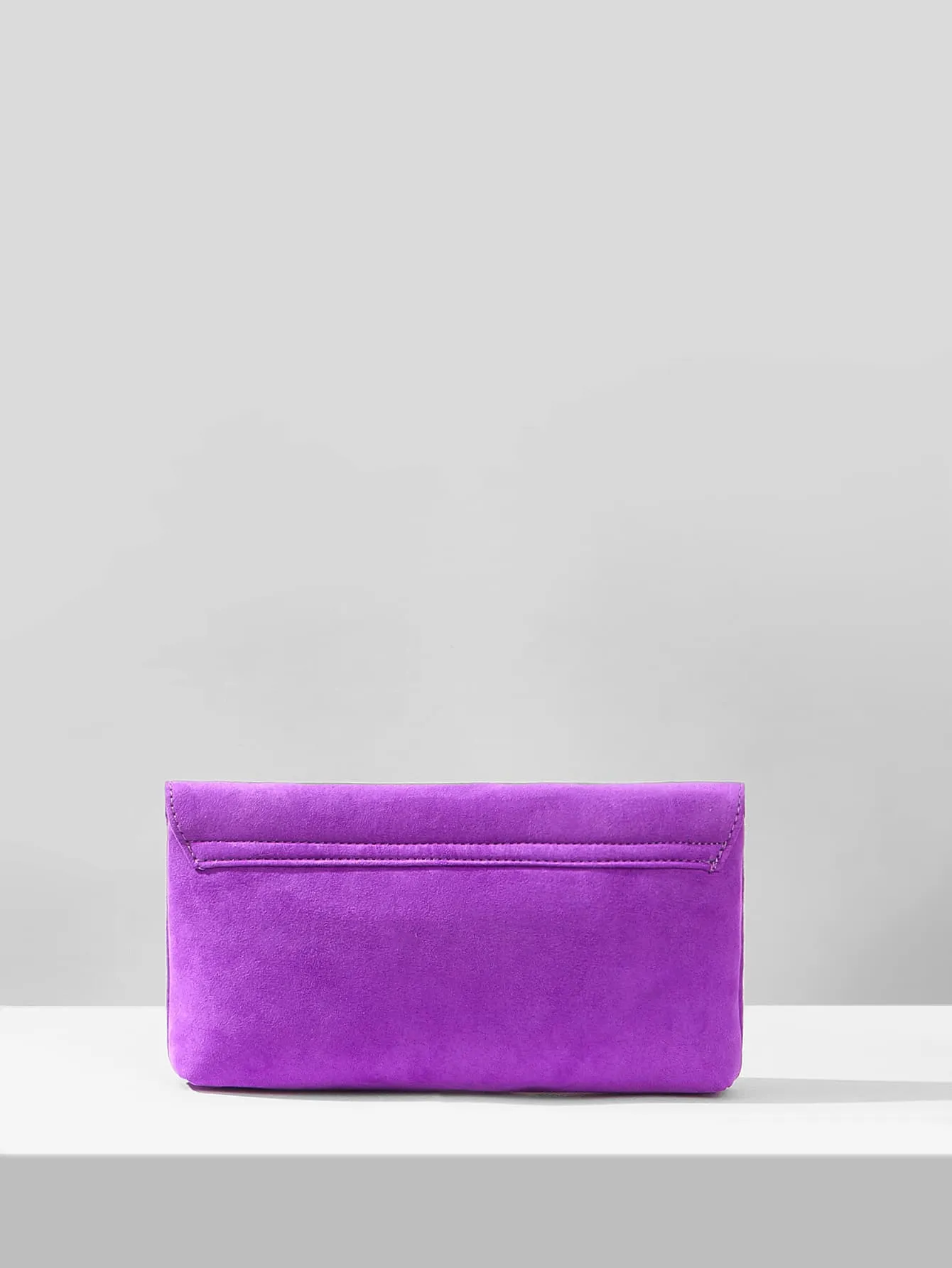 Neon Purple Stitch Detail Square Bag - Purple- FD ⚡