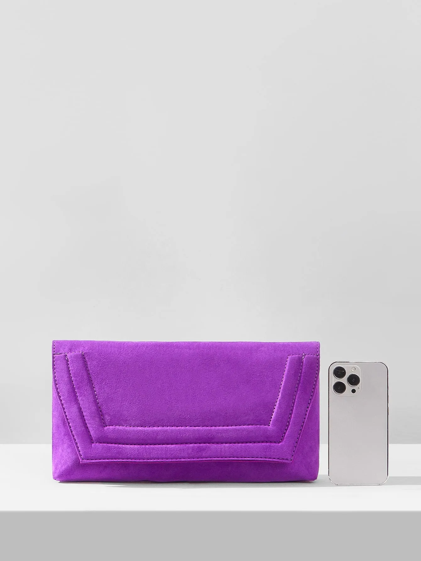 Neon Purple Stitch Detail Square Bag - Purple- FD ⚡