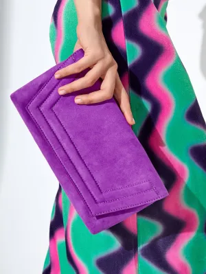 Neon Purple Stitch Detail Square Bag - Purple- FD ⚡