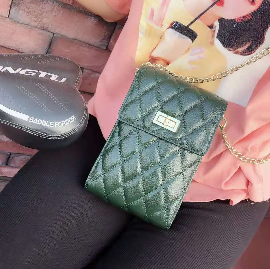 New Chain Messenger Bag Solid Color Mini Mobile Phone Bag Leather Small Shell Shoulder Bag