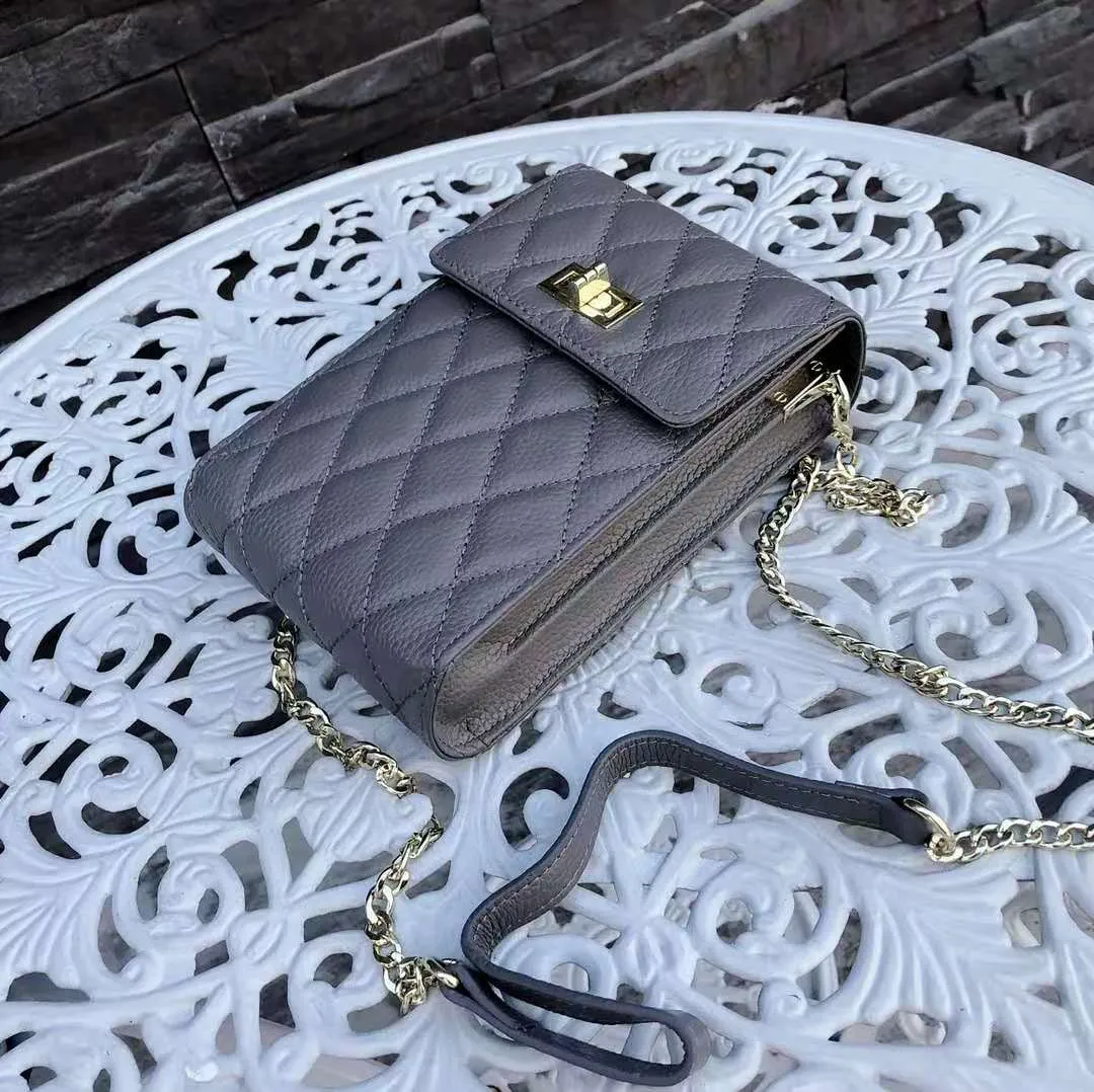 New Chain Messenger Bag Solid Color Mini Mobile Phone Bag Leather Small Shell Shoulder Bag