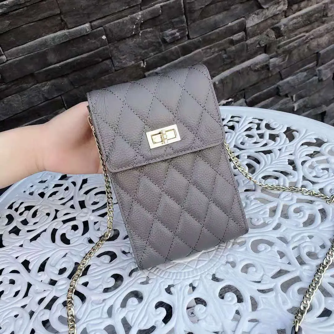 New Chain Messenger Bag Solid Color Mini Mobile Phone Bag Leather Small Shell Shoulder Bag