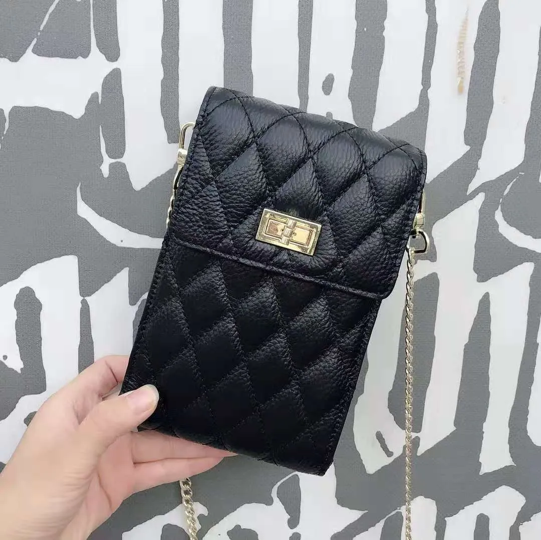 New Chain Messenger Bag Solid Color Mini Mobile Phone Bag Leather Small Shell Shoulder Bag
