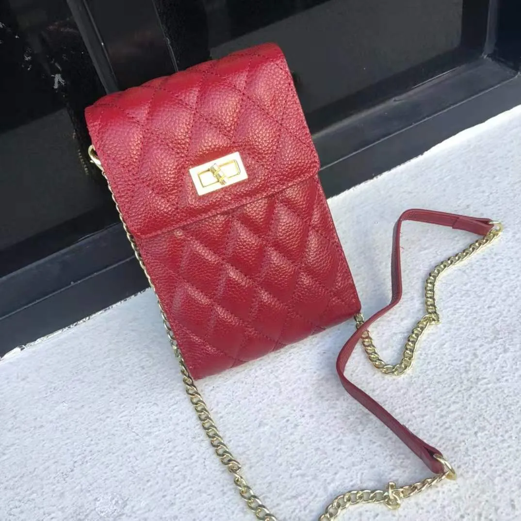 New Chain Messenger Bag Solid Color Mini Mobile Phone Bag Leather Small Shell Shoulder Bag