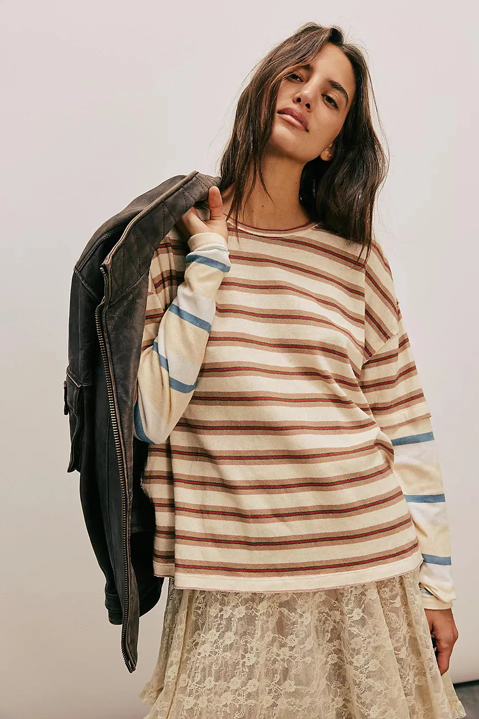 NINA STRIPE LONG SLEEVE TEE - NEUTRAL COMBO
