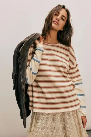 NINA STRIPE LONG SLEEVE TEE - NEUTRAL COMBO