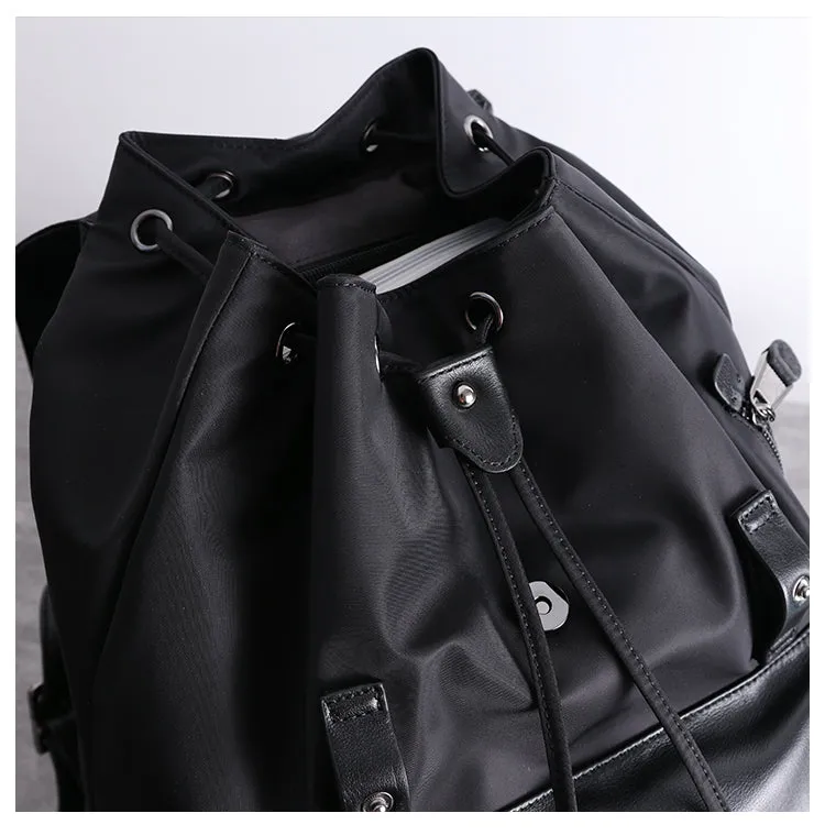 Nylon Backpack Black Womens Travel Backpack Bag Nylon Black School Rucksack for Ladies