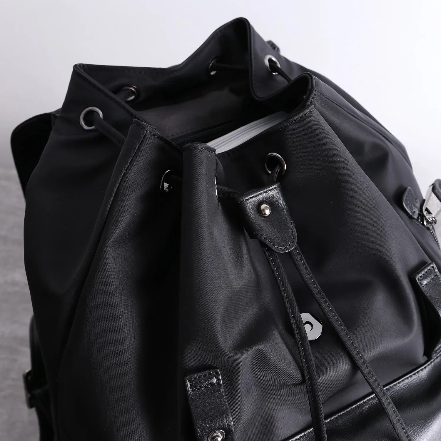 Nylon Backpack Black Womens Travel Backpack Bag Nylon Black School Rucksack for Ladies