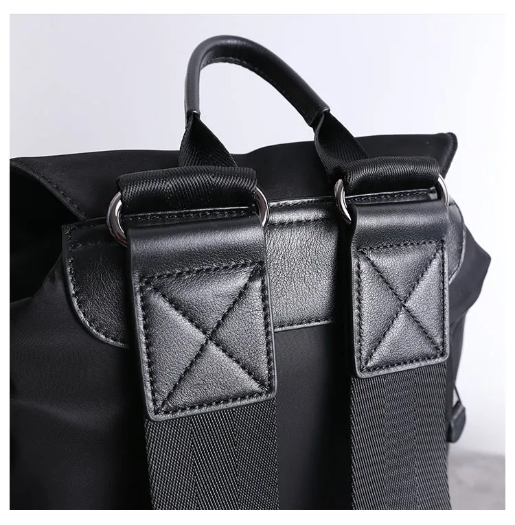 Nylon Backpack Black Womens Travel Backpack Bag Nylon Black School Rucksack for Ladies