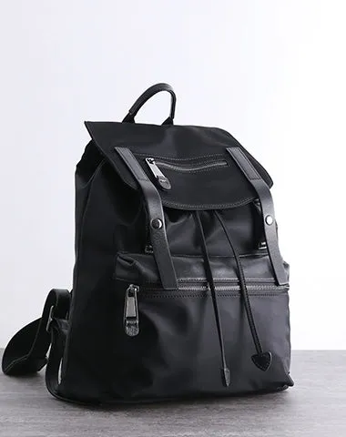 Nylon Backpack Black Womens Travel Backpack Bag Nylon Black School Rucksack for Ladies