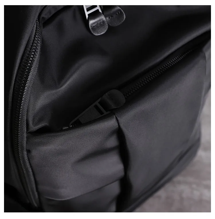 Nylon Backpack Womens 15 inches School Backpack Bag Black Nylon Leather Travel Rucksack for Ladies