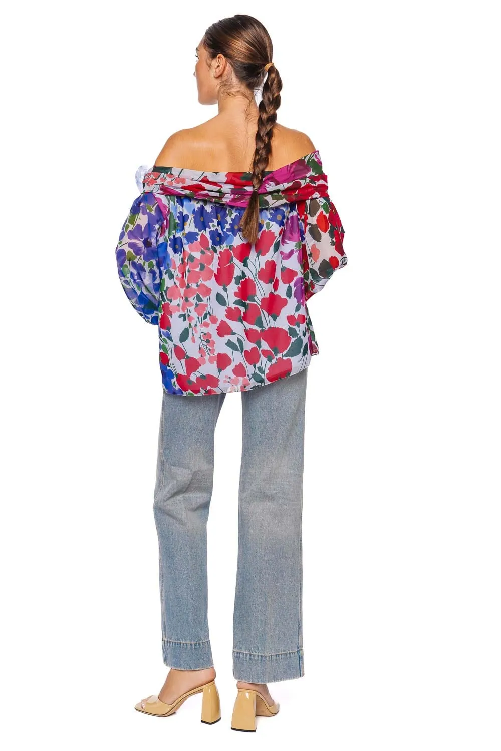 One Shoulder Floral Draped Top