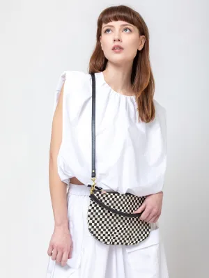 Petit Moyen Messenger - Black and Cream Woven Checker