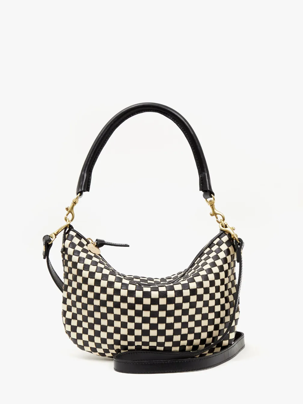 Petit Moyen Messenger - Black and Cream Woven Checker