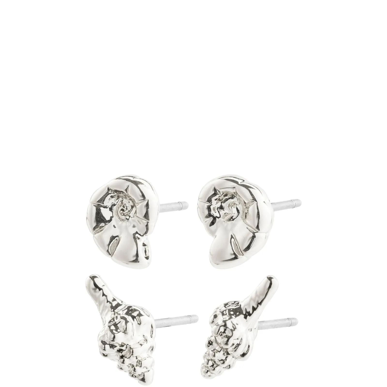 Pilgrim Force Silver Shell Stud Earring Set