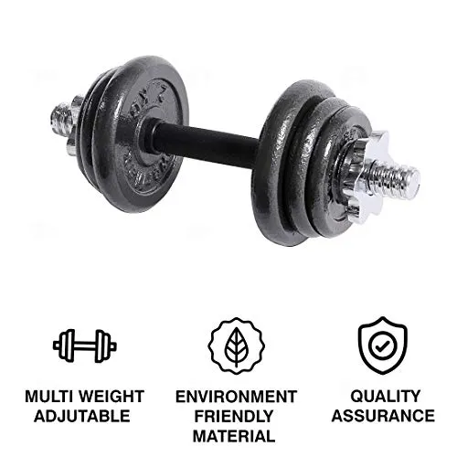 PowerMax Fitness Adjustable Coated Iron Dumbbell and Anti-Slip Rod Set with Carry Case For Home Workout