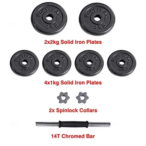PowerMax Fitness Adjustable Coated Iron Dumbbell and Anti-Slip Rod Set with Carry Case For Home Workout