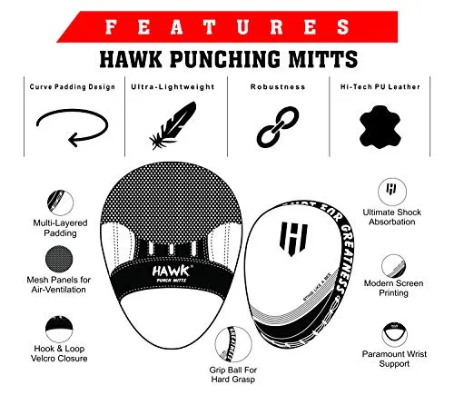 Punching Mitts Kickboxing Muay Thai MMA Boxing Mitts Training Focus Punch Mitts Bags Hand Target Pads for Kids, Men & Women (Pair) (Red)