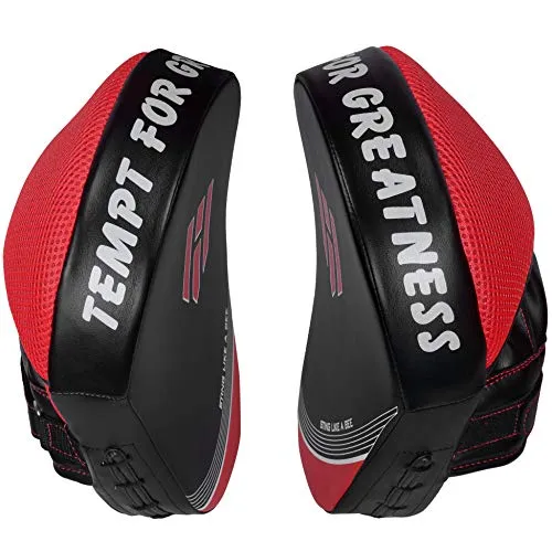 Punching Mitts Kickboxing Muay Thai MMA Boxing Mitts Training Focus Punch Mitts Bags Hand Target Pads for Kids, Men & Women (Pair) (Red)