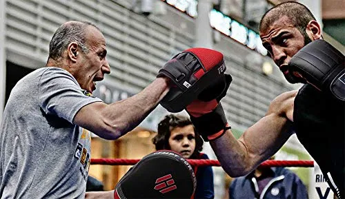 Punching Mitts Kickboxing Muay Thai MMA Boxing Mitts Training Focus Punch Mitts Bags Hand Target Pads for Kids, Men & Women (Pair) (Red)
