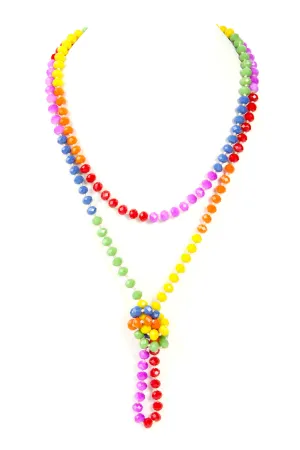 RAINBOW HAND KNOTTED RONDELLE BEADS NECKLACE