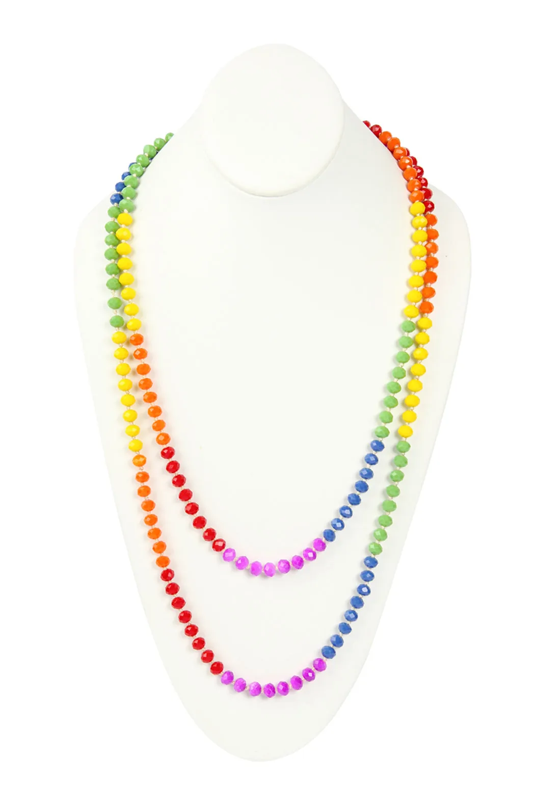 RAINBOW HAND KNOTTED RONDELLE BEADS NECKLACE