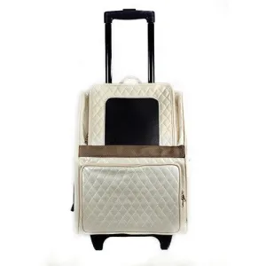 Rio Quilted Wheeled Pet Carrier in White