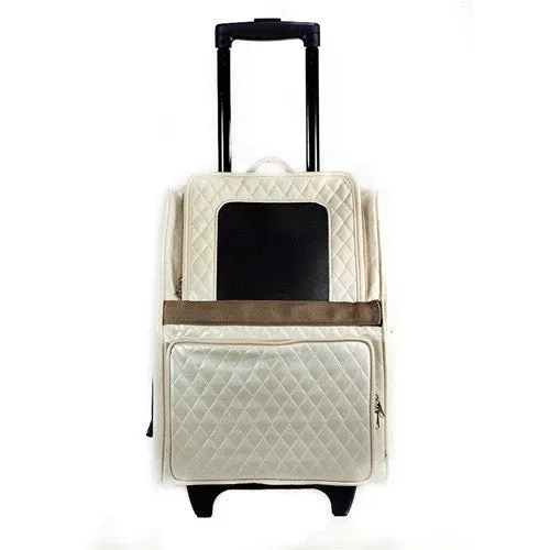 Rio Quilted Wheeled Pet Carrier in White