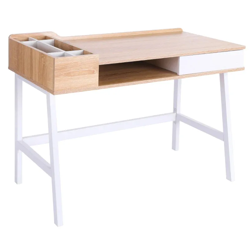 Scandi-Design Homework Desk | Storage | Natural & White | 6 Years 