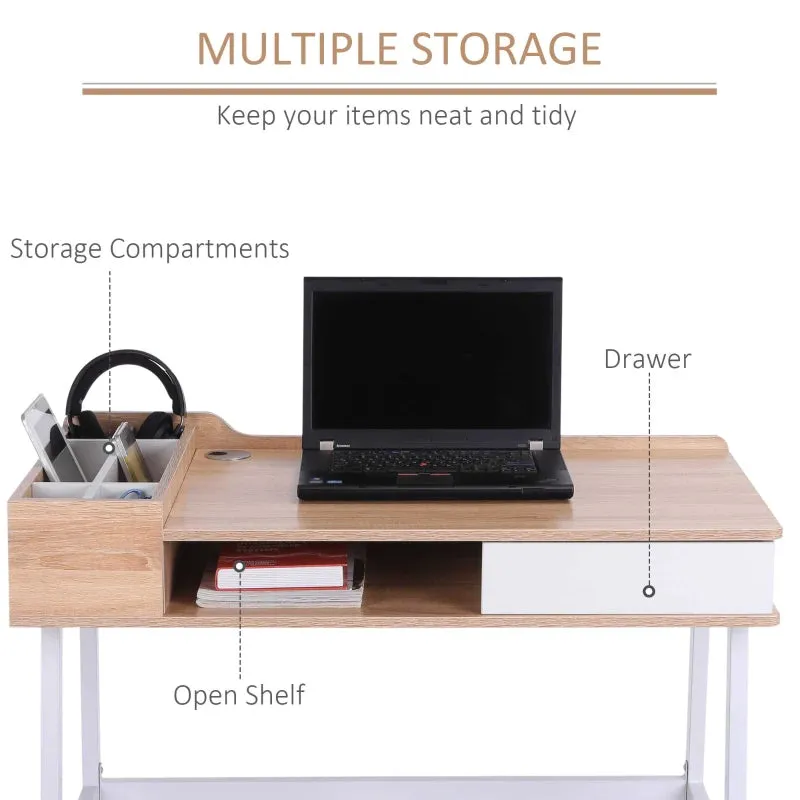 Scandi-Design Homework Desk | Storage | Natural & White | 6 Years 