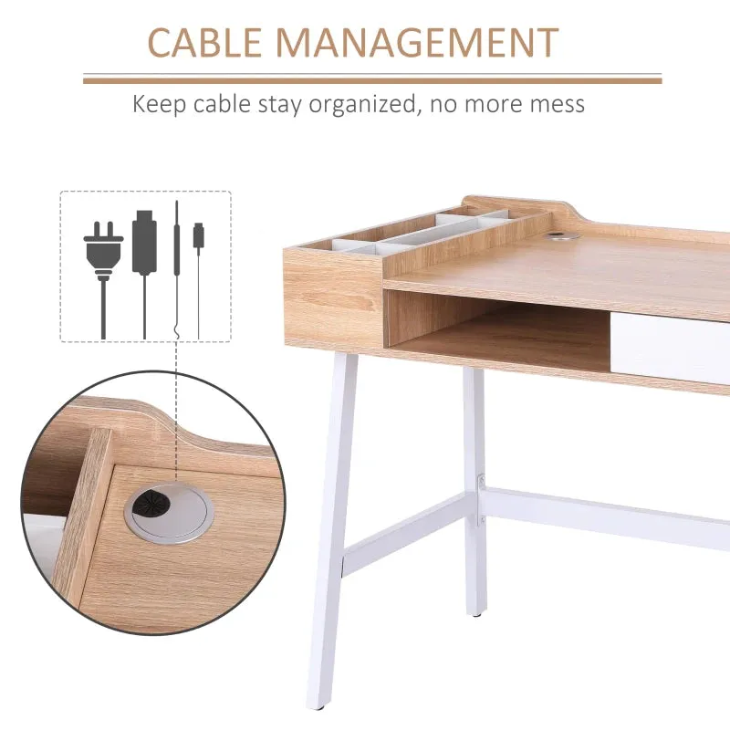 Scandi-Design Homework Desk | Storage | Natural & White | 6 Years 