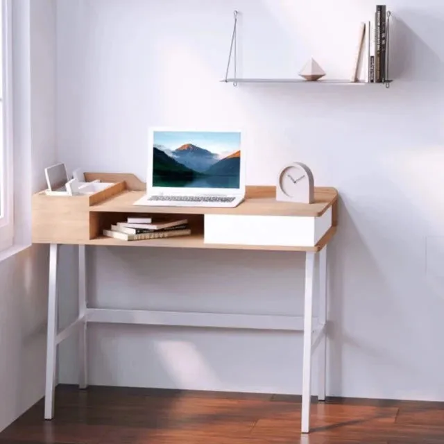 Scandi-Design Homework Desk | Storage | Natural & White | 6 Years 