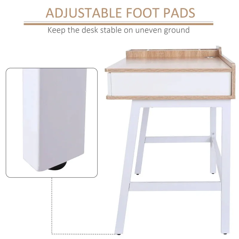 Scandi-Design Homework Desk | Storage | Natural & White | 6 Years 
