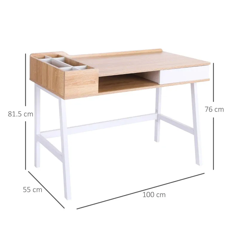 Scandi-Design Homework Desk | Storage | Natural & White | 6 Years 