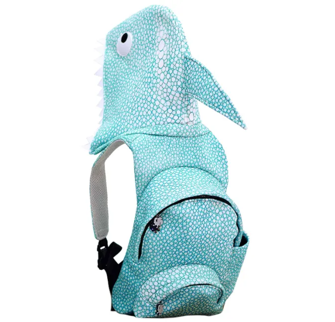 Shark - Kids Backpack with Detachable Hood - Water-repellent