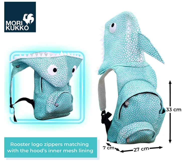 Shark - Kids Backpack with Detachable Hood - Water-repellent