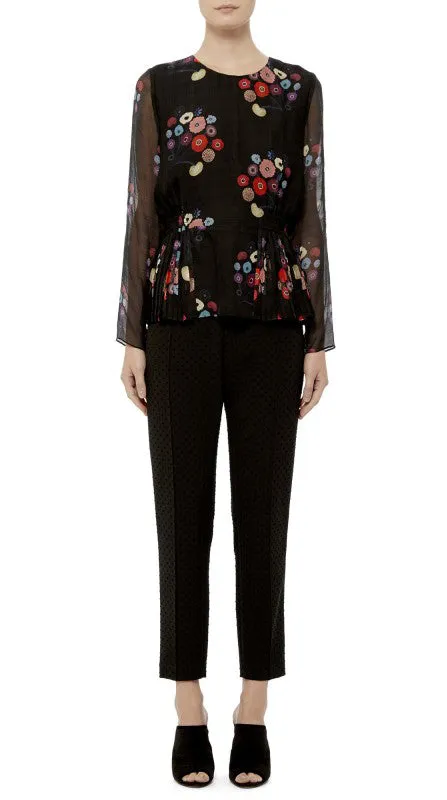 Silk Jacquard Floral Print Top