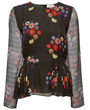 Silk Jacquard Floral Print Top
