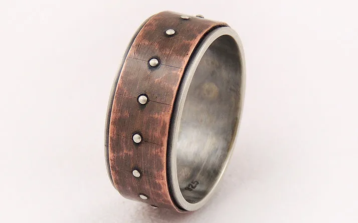 Silver copper unique engagement ring