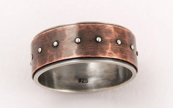 Silver copper unique engagement ring