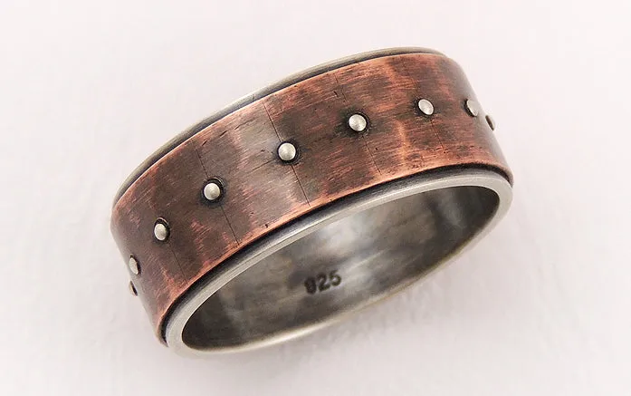 Silver copper unique engagement ring